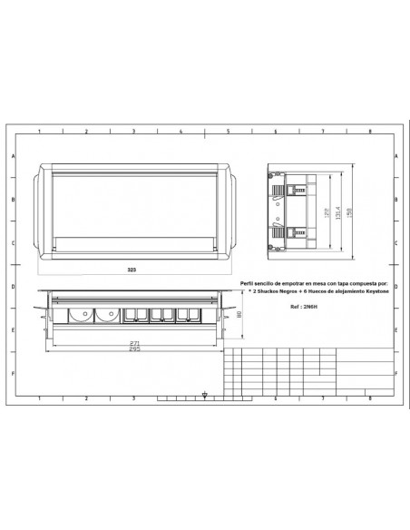 Caja de empotrar en mesa con 2 Schuko