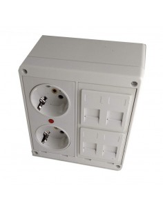 Caja de pared kit 2 schuko 2 RJ45 barata no incluye conectores keystone