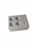 Caja de pared kit 3 schukos dobles montada economica y 2 RJ45
