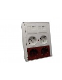 Caja de pared kit 2 schukos dobles montada economica y 2 RJ45