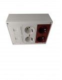 Caja de pared kit 2 schukos dobles montada economica y 2 RJ45