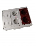 Caja de pared kit 1 schuko dobles, 1 schuko doble para SAI y 4 RJ45