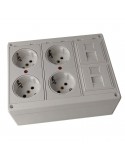 Caja de pared kit 3 schukos dobles montada economica y 2 RJ45