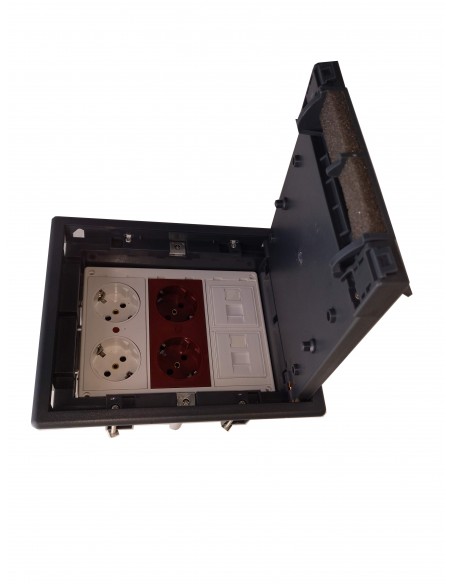 Caja de suelo kit 4 schukos y 2 RJ45