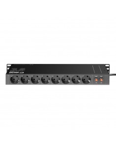 Regleta rack 19" 1U, 16 tomas con 2 interruptores