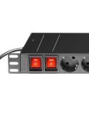 Regleta rack 19" 1U, 16 tomas con 2 interruptores