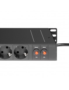 Regleta rack 19" 1U, 16 tomas con 2 interruptores