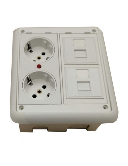 Caja de pared kit 1 schuko doble y 2 RJ45