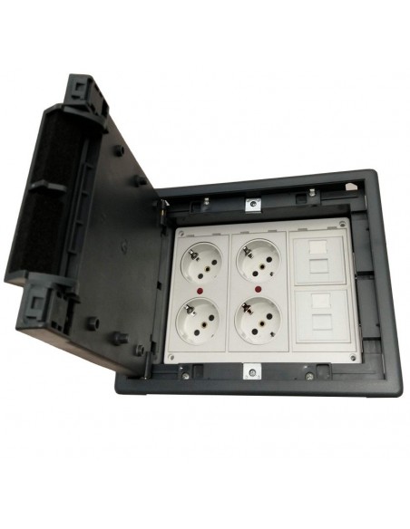 Caja de suelo kit 4 schukos y 2 RJ45