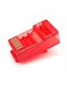Conector macho RJ45 CAT6 UTP Sin/Guía ROJO.   bolsa 100 unidades.