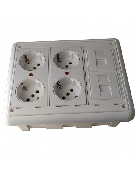 Caja de pared kit 4 schukos y 2 RJ45