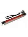 Regleta 19" 1U 8 Schuko Sin Interruptor. Aluminio Rojo