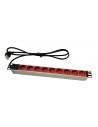 Regleta 19" 1U 9 Schuko Sin Interruptor. Aluminio Rojo