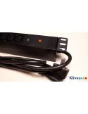 REGLETA 19" 1U 12 IEC C13 + LED + protección sobre tensiones, fabricada en aluminio negro