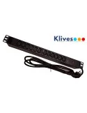 REGLETA 19" 1U 12 IEC C13 + LED + protección sobre tensiones, con cable de 2mt schuko
