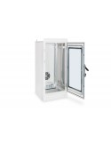 Rack 19" industrial, interior, IP55 con puerta de cristal de 24u