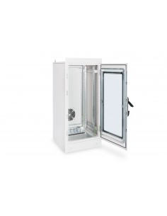 Rack 19" industrial, interior, IP55 con puerta de cristal de 24u