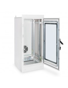 Rack 19" industrial, interior, IP55 con puerta de cristal.