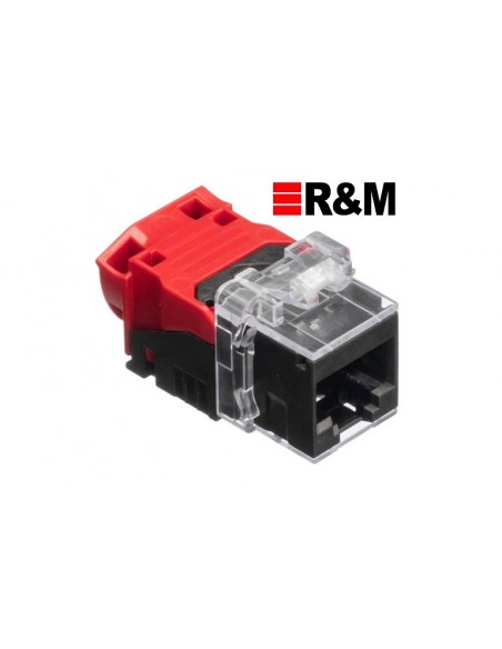 Conector RJ45 Hembra CAT6A , color Rojo/Negro R&M