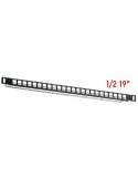 PATCHPANEL vacio 1/2U 24 PUERTOS RJ45 formato rack 19, patch panel 0,5U con bandeja