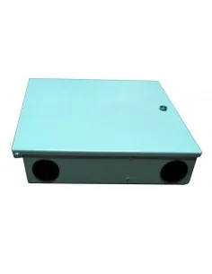 Caja metálica de fibra óptica FTTH para conectores SC. Entrada de los cables.