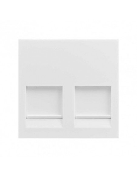 Placa de voz y datos plana con guardapolvo para 2 conectores RJ45