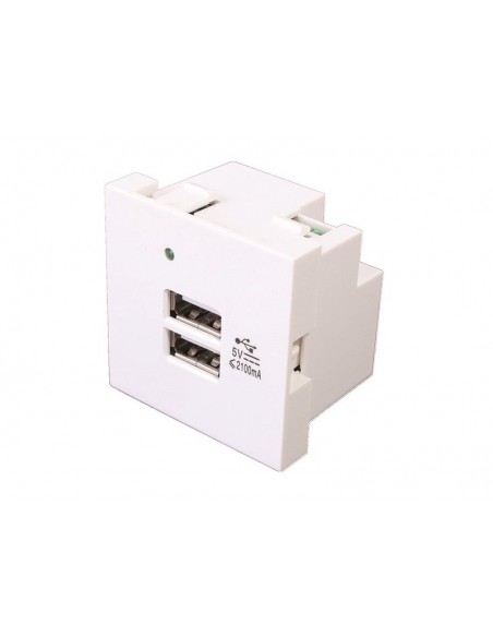 Módulo 45x45 con 2 cargadores USB (5V / 2.1A) Blanco