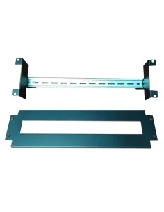 Panel 19" 3U abierto con carril DIN para 22 magnetotermicos desmontado. Modulo de carril din formato rack altura 3u