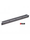 Patchpanel CAT6A 24 P. UTP Easy Lock Completo NEGRO R&M 19" 1U