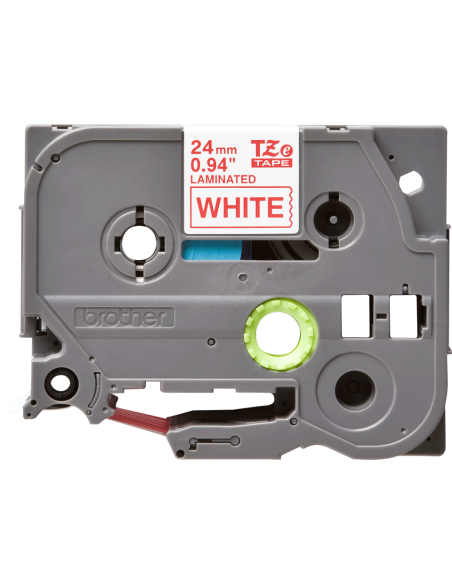 Cinta Laminada Ancho 24 mm Texto Rojo Fondo Blanco