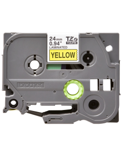 Cinta Laminada Ancho 24 mm Texto Negro Fondo Amarillo