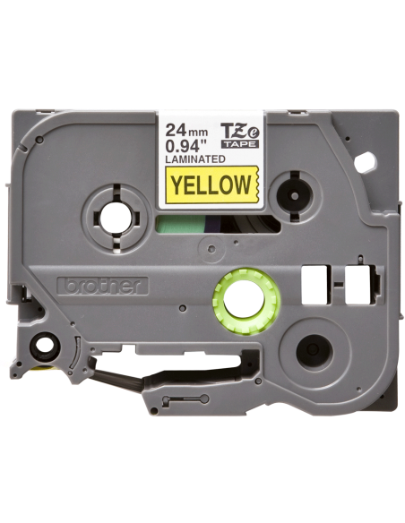 Cinta Laminada Ancho 24 mm Texto Negro Fondo Amarillo