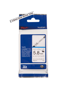 Cinta Tubo Termorretráctil Ancho 5.8 mm. Texto Negro Fondo Blanco