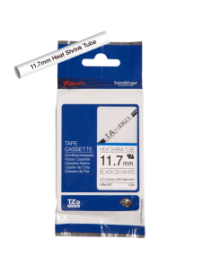 Cinta Tubo Termorretráctil Ancho 11.7 mm. Texto Negro Fondo Blanco