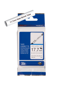 Cinta Tubo Termorretráctil Ancho 17.7 mm. Texto Negro Fondo Blanco