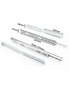 Guías Laterales Telescópicas para server rack con medidas  y dimensiones