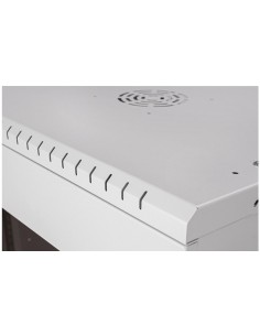 Rack Mural 19" 4U F350mm. Puerta de cristal. color GRIS (DESMONTADO) Detalle techo