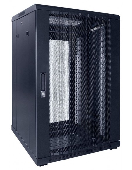 Armario rack de suelo 18U fondo 600mm ancho 800mm puertas perforadas