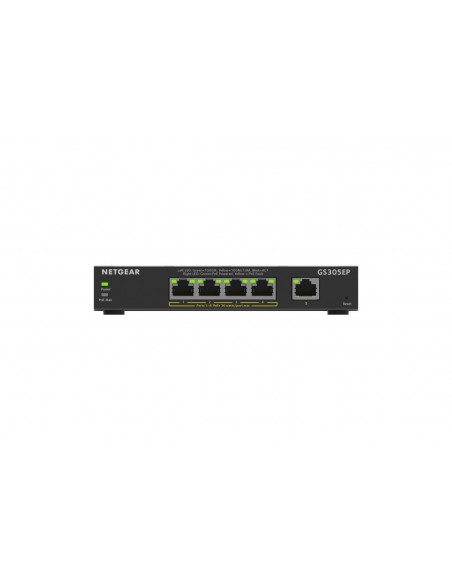 Gigabit Ethernet Plus PoE switch de 5 puertos (63W) NETGEAR. Frontal