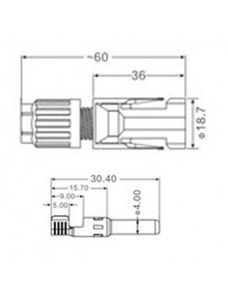 MC4 conector hembra IP67. Esquema