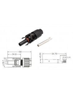 MC4 conector Macho IP67. Esquema