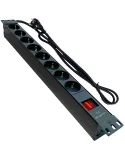 Regleta de enchufes para armarios rack 19" con 8 tomas + interruptor.