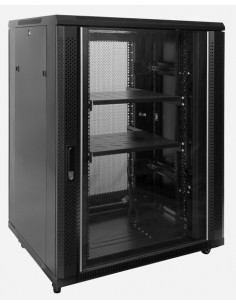 Rack 19" 18U 600x800 mm. Con puerta de cristal rack barato