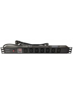 Regleta 19" 1U PVC 7 IEC C13 Con Interruptor y Protección sobrecarga