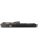 Regleta 19" 1U PVC 6 IEC C19 Con Interruptor y Protección sobrecarga