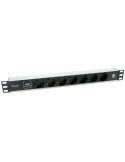 Regleta 19" 1U 7 conexiones Schuko + 2 USB Aluminio