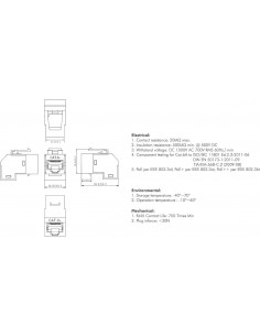 Conector RJ45 H/H CAT6A STP Panel ANGULADO 90º   MEDIDAS