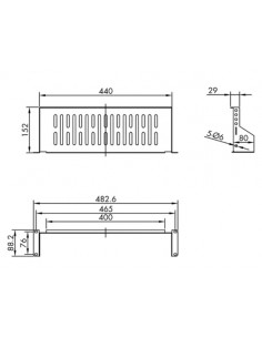 Bandeja 19" 2U F150mm Fijación Frontal cotas