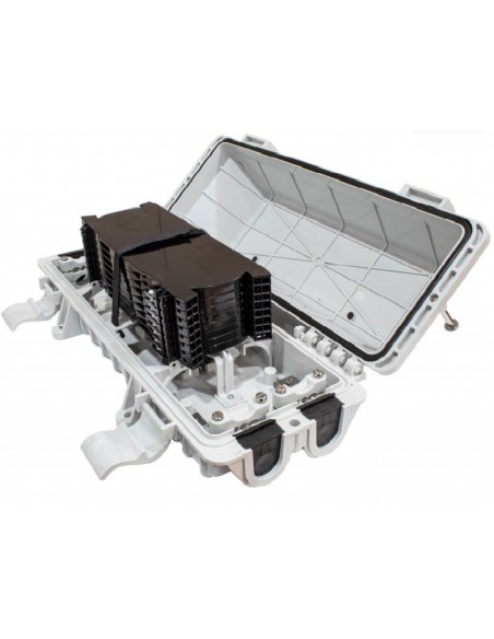 Caja fusión/empalme para 128 fibras