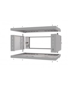 Rack Mural 19" 6U F450mm. Puerta de cristal. color GRIS (DESPIECE)